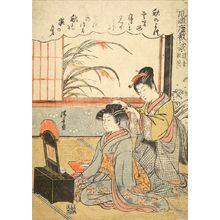 Torii Kiyonaga: Autumn Moon in the Mirror Stand (Kyôdai shûgetsu), from the series Eight Interior Views (Fûzoku zashiki hakkei) - Harvard Art Museum