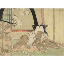 鈴木春信: Women Embracing in a Green House, Edo period, circa 1765-1770 - ハーバード大学