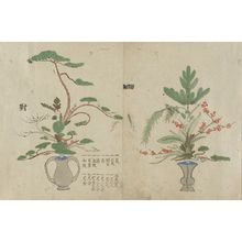 無款: Illustrated Scroll of Flower Arrangement (Rikka zukan by Ikai Isshi, Mid Edo period, 1717 - ハーバード大学