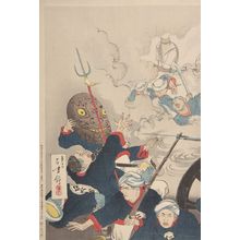 水野年方: Attacking Pyongyang: The Japanese Army Forged through the Enemy Stronghold (Heijô Kôgeki waga gun tekiruio nuku), Meiji period, dated 1894 - ハーバード大学