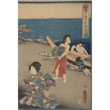 Utagawa Kunisada, 歌川国貞 (Utagawa Kunisada)创作的日本版画《Beach Scene》