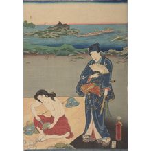 Japanese Print "Beach Scene" by Utagawa Kunisada, 歌川国貞 (Utagawa Kunisada)