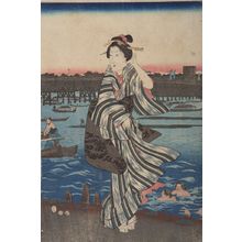 Utagawa Hiroshige: Summer Evening at Ryôgoku Bridge, from the series... - Harvard Art Museum