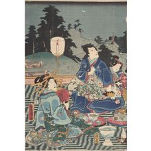 Utagawa Kunisada, 歌川国貞 (Utagawa Kunisada)创作的日本版画《Moonviewing at Genji's Country Villa (Genji bessô no tsuki), Late Edo period, 19th century》