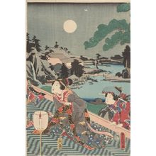 Estampe japonaise "Moonviewing at Genji's Country Villa (Genji bessô no tsuki), Late Edo period, 19th century" par Utagawa Kunisada, 歌川国貞 (Utagawa Kunisada)