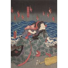 歌川国貞: Scene from Kabuki Theatre: Shower of Flames, Late Edo period, circa 1857-1862 - ハーバード大学