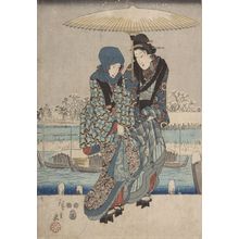 Utagawa Hiroshige: Famous Scenes of Edo in the Four Seasons: Sumida River in Snow, Late Edo period, circa 1843-1847 - Harvard Art Museum