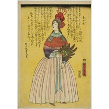 歌川芳虎: Russian Lady with Fan (Oroshia), published by Shimaya Tetsuya, Late Edo period, second month of 1861 - ハーバード大学