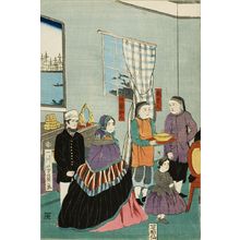 歌川芳員: Foreigners from the Five Nations enjoying a banquet, Late Edo period, circa 1861 - ハーバード大学