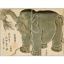 Ikkôsai Yoshimori: Diptych: Female Elephant from Central India (Tenjiku kudari daijôzô no zu), published by Otakuya Takichi, Late Edo period, fourth month of 1861 - ハーバード大学