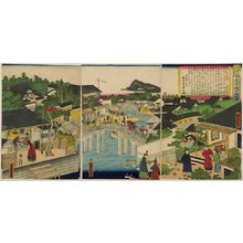 歌川芳虎: Triptych: Nanking in China (Dai Min Nankin fushibô), from the series Bankoku meishô jinkyô no uchi, Late Edo period, - ハーバード大学