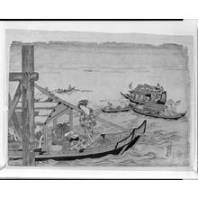 歌川国貞: River Scene with Figures in Boats, Late Edo period, early to mid 19th century - ハーバード大学