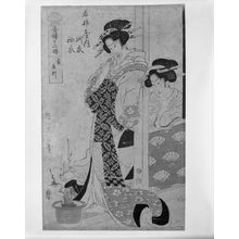 菊川英山: Two Standing Ladies with a Plant, Late Edo period, circa early to mid 19th century - ハーバード大学