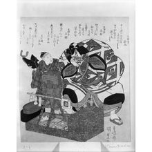 Utagawa Kunisada, 歌川国貞 (Utagawa Kunisada)创作的日本版画《Actors Ichikawa Danjûrô 7th and Ichikawa Danjûrô 8th by Mirror Stand, with poems by Bunkyosha Hazemaro and Bunkaisha Meiko, Edo period, circa 1815-1830》