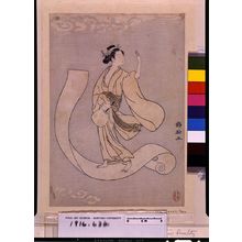 鈴木春信: Calendar Print (E-goyomi) Parody of the Immortal Wu Zhishi (Woman Flying on a Length of Cloth), Edo period, 1765 (Meiwa 2) - ハーバード大学