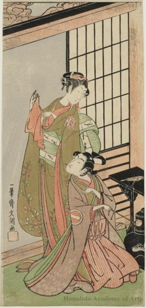 一筆斉文調: Ichikawa Monnosuke II as Koshö Kichisa and Nakamura Matsue I as Yaoya-Oshichi - ホノルル美術館