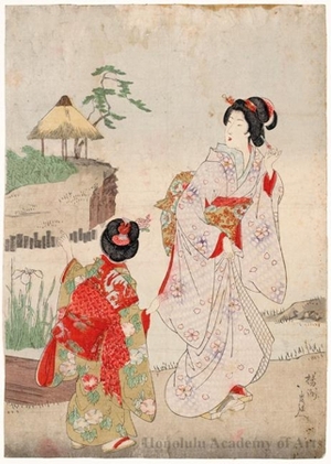 Toyohara Chikanobu: Lady and Young Girl (descriptive title) - Honolulu Museum of Art