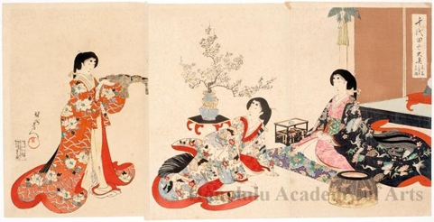 Toyohara Chikanobu, 豊原周延 (Hashimoto Chikanobu)による浮世絵「New Year’s Day」