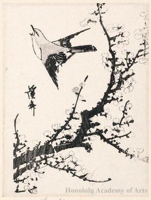 渓斉英泉: Bird and Plum Branch - ホノルル美術館