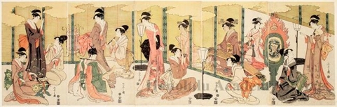 細田栄之: A Visual Parody of Ushiwakamaru and Princes Jöruri - ホノルル美術館