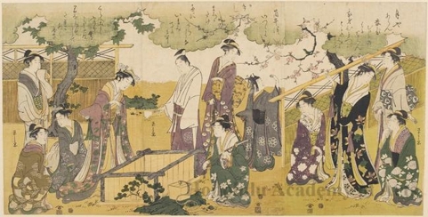 細田栄之: Allegory of “The Well Curb” from the Tale of Ise - ホノルル美術館