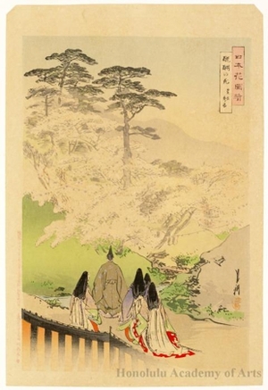 Ogata Gekko: Cherry Blossom Trees at Daigo: Toyotomi Hideyoshi - Honolulu Museum of Art