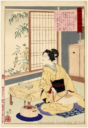 安達吟光: Keuchi Takiko in a Typical Pose - ホノルル美術館