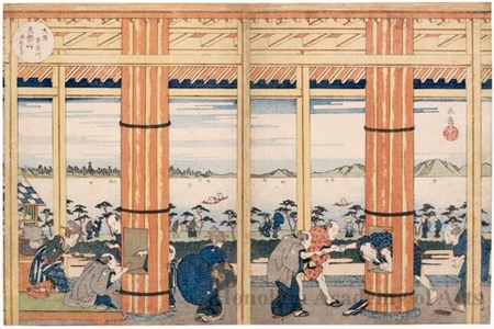 Gakutei Gogaku: The View of the Aji River on Tenpözan: Taking shelter from the Rain - ホノルル美術館