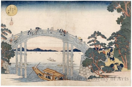 Gakutei Gogaku: Aji River Ishibashi (Stone Bridge) at Tenpözan, Osaka - ホノルル美術館