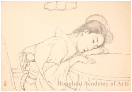 Hashiguchi Goyo: Woman taking a catnap - Honolulu Museum of Art
