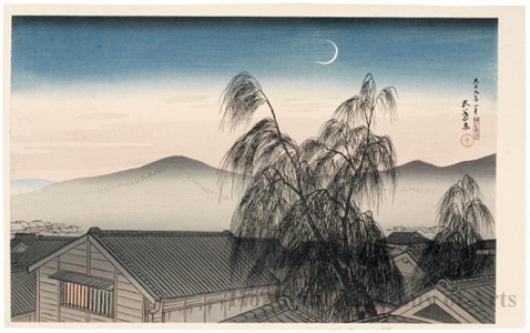 Hashiguchi Goyo: Crescent Moon Over Köbe - Honolulu Museum of Art