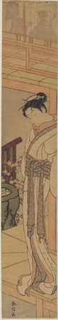 Suzuki Harunobu: Woman Listening to Music on A Balcony (Descriptive title) - Honolulu Museum of Art