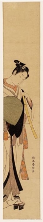 鈴木春信: Shirai Gonpachi Disguised as a Komusö with a Basket Hat and Flute - ホノルル美術館