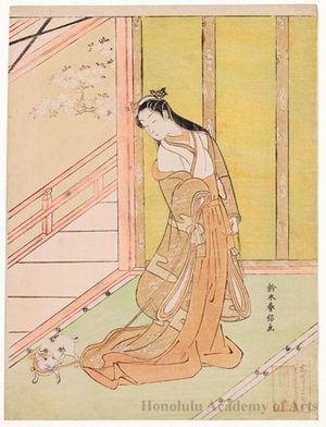 鈴木春信: The Third Princess from the Tale of Genji (Princess Sannomiya) - ホノルル美術館
