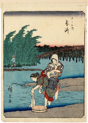 Utagawa Hiroshige: Okazaki (Station #39) - Honolulu Museum of Art