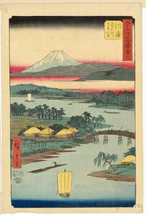 Utagawa Hiroshige: Namamugi Village beside the Tsurumi River at Kawasaki (Station #3) - Honolulu Museum of Art