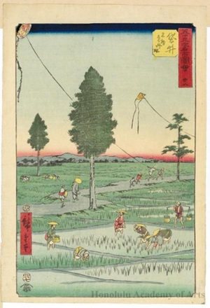 歌川広重: Enshü Kites, A Famous Product of Fukuroi (Station #28) - ホノルル美術館