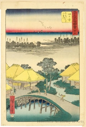 歌川広重: Nako Bay and the Mie River at Yokkaichi (Station #44) - ホノルル美術館