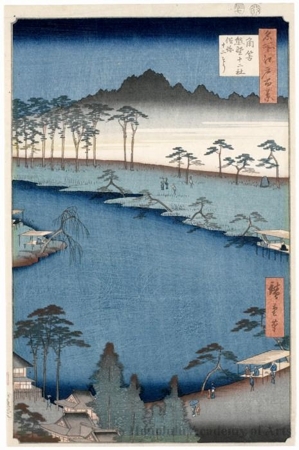Utagawa Hiroshige: Kumano Jünisha Shrine, Tsunohazu, Popularly Known as “Jünisö “ - Honolulu Museum of Art