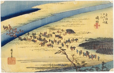 Utagawa Hiroshige: Shimada: The Sungan Bank of the Öi River (Station #24) - Honolulu Museum of Art