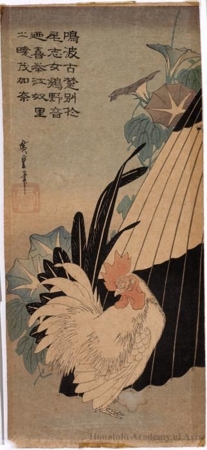 Utagawa Hiroshige: Cock, Umbrella and Morning Glories - Honolulu Museum of Art