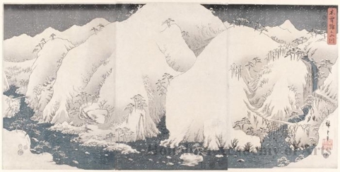 Utagawa Hiroshige: Mountain and River on the Kiso Road (Snow) - Honolulu Museum of Art