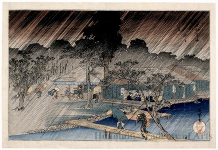 歌川広重: Twilight Shower on the Bank of the Tadasu River - ホノルル美術館