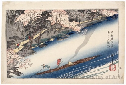 歌川広重: Cherry Blossoms at Arashiyama - ホノルル美術館