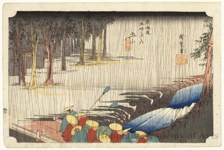 Utagawa Hiroshige: Spring Rain at Tsuchiyama (Station # 50) - Honolulu Museum of Art