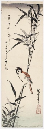 Utagawa Hiroshige: Sparrow and Bamboo - Honolulu Museum of Art