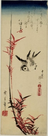 Utagawa Hiroshige: Sparrow and Bamboo - Honolulu Museum of Art