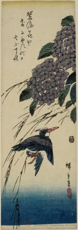 Utagawa Hiroshige: Kingfisher and Hydrangea - Honolulu Museum of Art