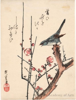 Utagawa Hiroshige: Nithgtingale and Plum Blossoms - Honolulu Museum of Art