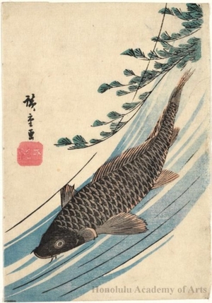 Utagawa Hiroshige: Carp and Seaweed (Descriptive Title) - Honolulu Museum of Art